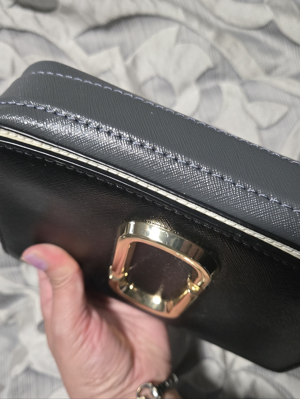Marc Jacobs Inspired Black Leather Crossbody with Gold Hardware - Picture 3 of 6